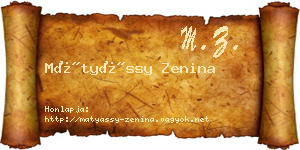 Mátyássy Zenina névjegykártya